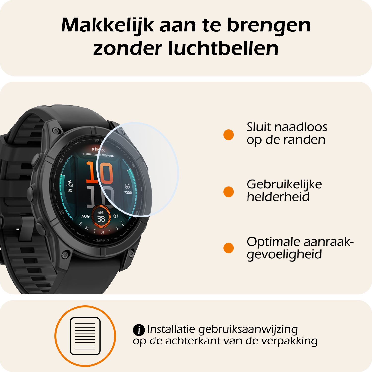 Nomfy Nomfy Garmin Fenix E (47 mm) Screenprotector - 3 PACK