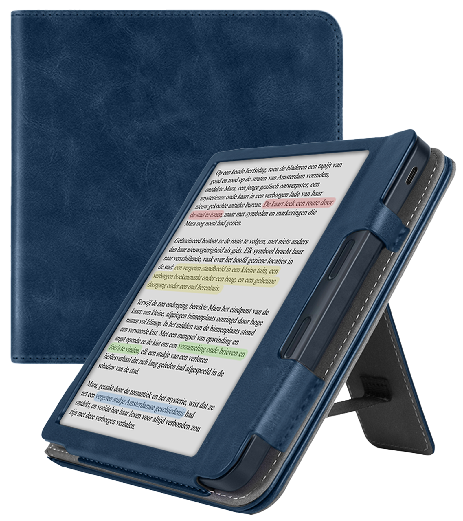 Nomfy Nomfy Kobo Libra Colour Hoesje Leer - Donkerblauw