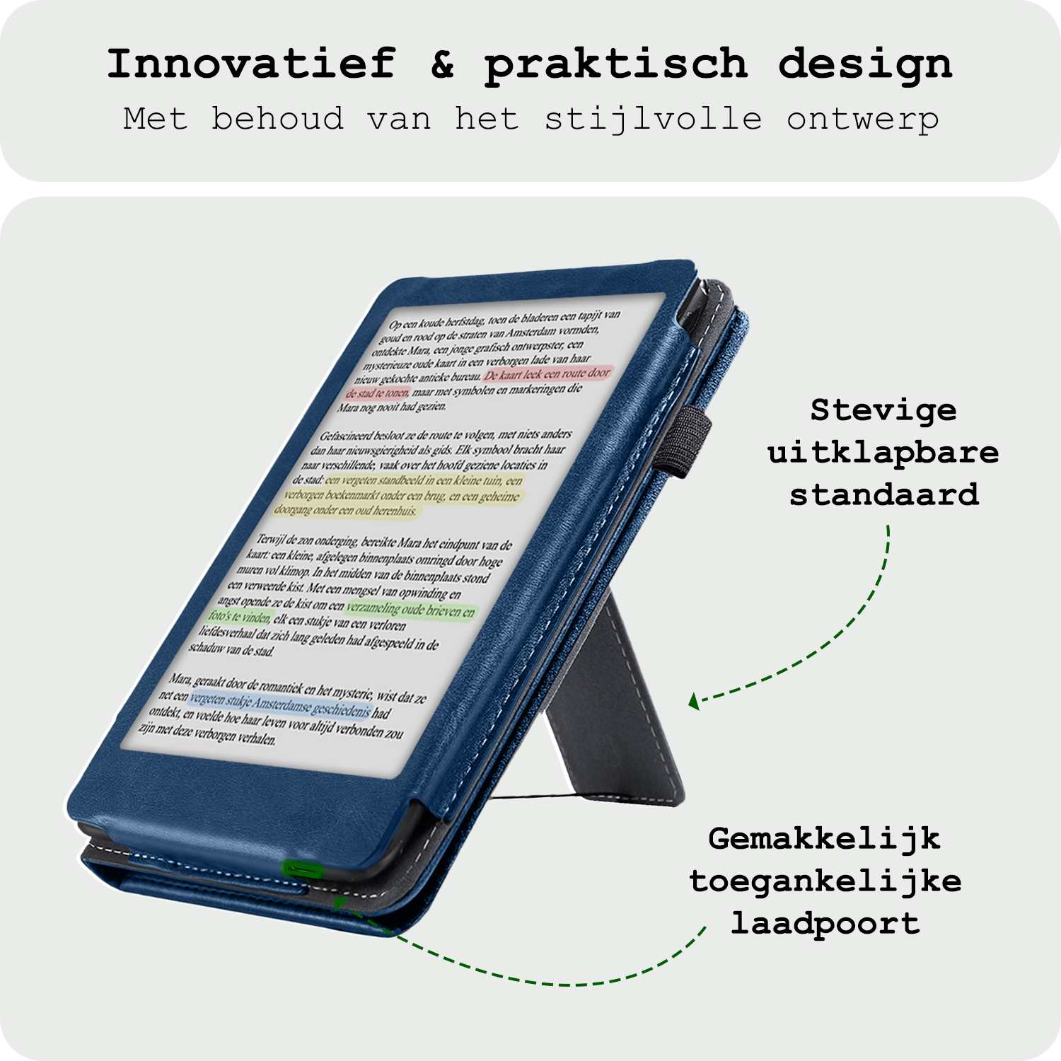 BASEY. BASEY. Kobo Clara Colour Hoesje Leer - Donkerblauw