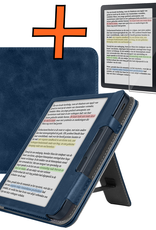 Nomfy Nomfy Kobo Libra Colour Hoesje Leer Met Screenprotector - Donkerblauw
