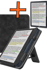 Nomfy Nomfy Kobo Libra Colour Hoesje Leer Met Screenprotector - Zwart