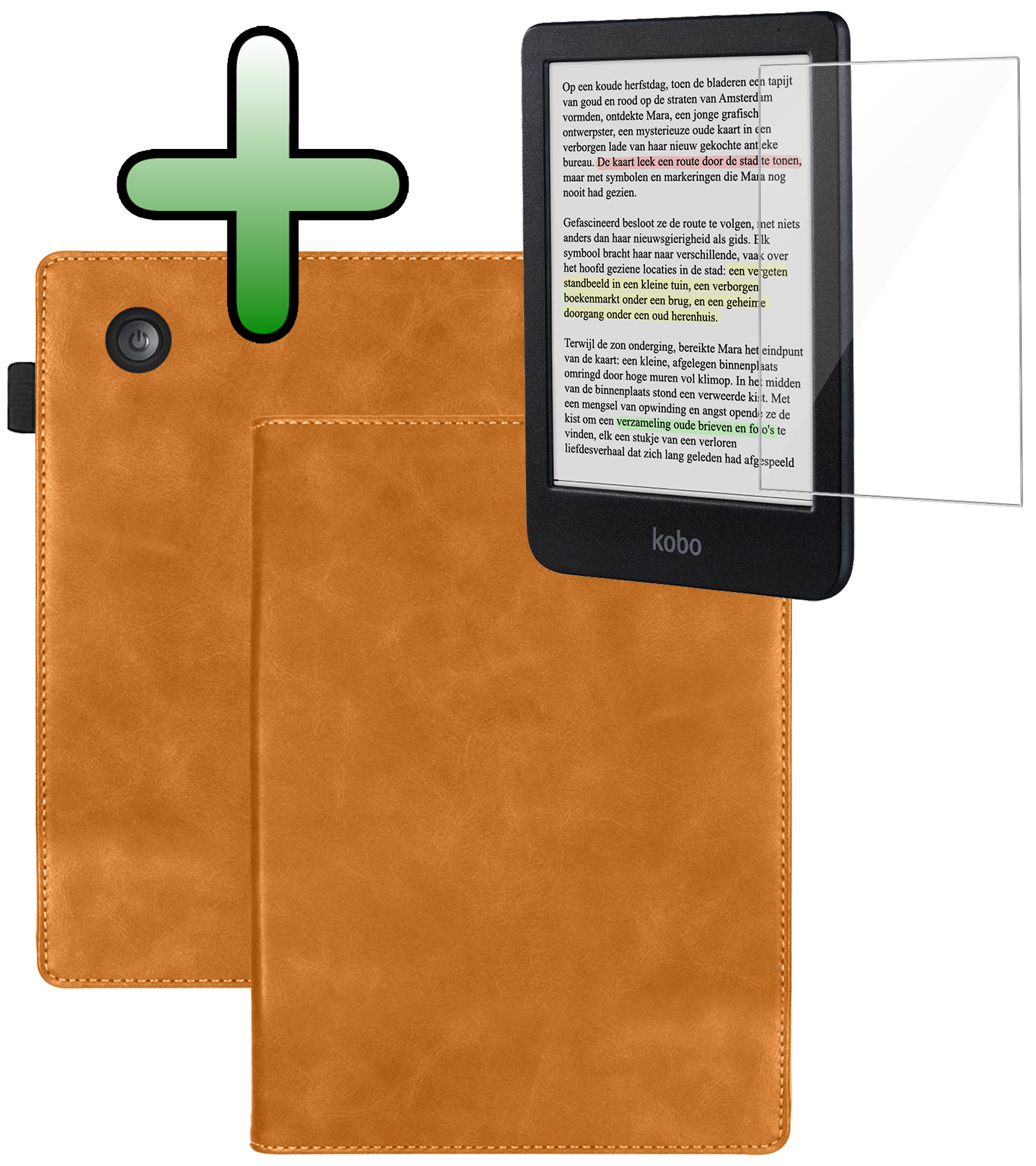 BASEY. BASEY. Kobo Clara Colour Hoesje Leer Met Screenprotector - Bruin