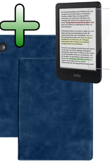 BASEY. BASEY. Kobo Clara Colour Hoesje Leer Met Screenprotector - Donkerblauw