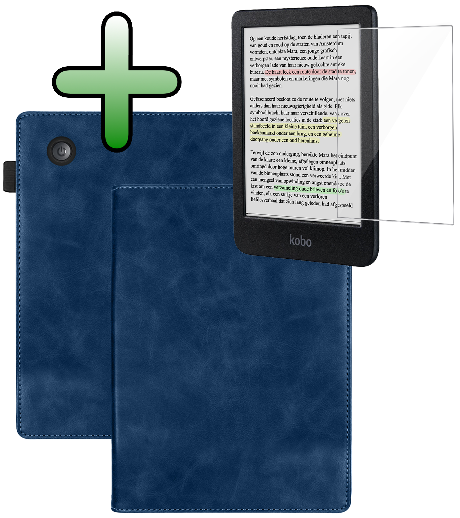 BASEY. BASEY. Kobo Clara Colour Hoesje Leer Met Screenprotector - Donkerblauw