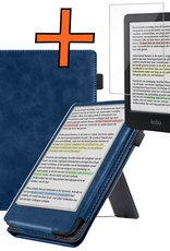 Nomfy Nomfy Kobo Clara BW Hoesje Leer Met Screenprotector - Donkerblauw