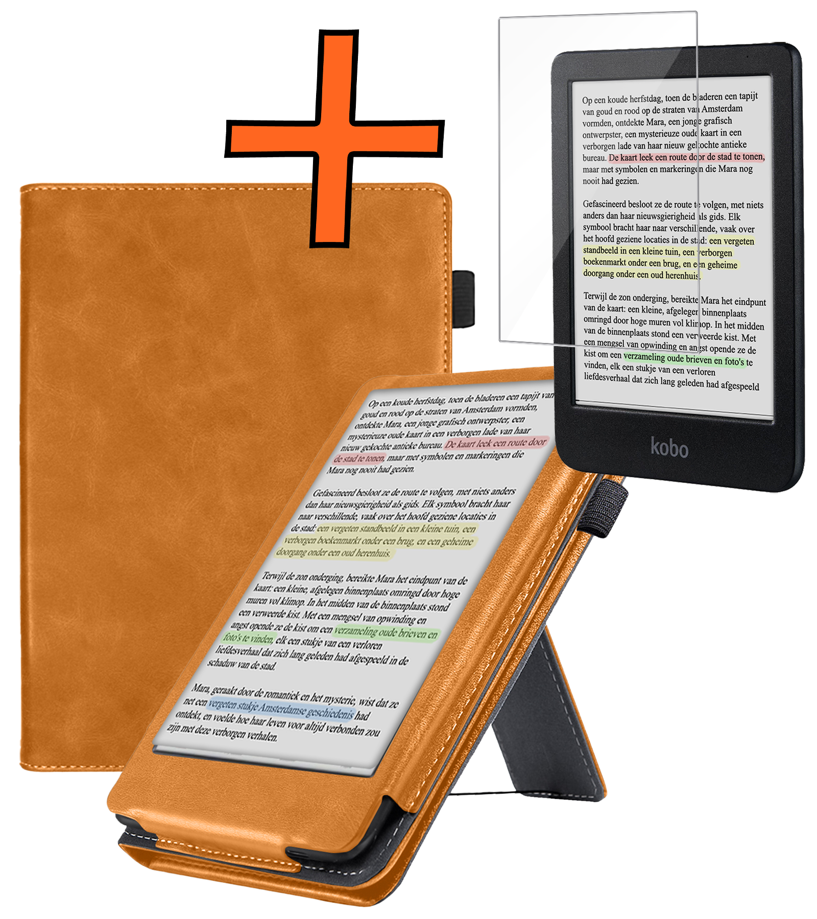 Nomfy Nomfy Kobo Clara BW Hoesje Leer Met Screenprotector - Bruin