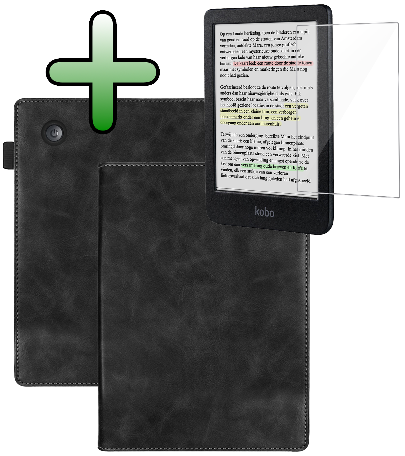 BASEY. BASEY. Kobo Clara Colour Hoesje Leer Met Screenprotector - Zwart