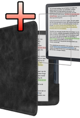 NoXx NoXx Kobo Libra Colour Hoesje Leer Met Screenprotector - Zwart
