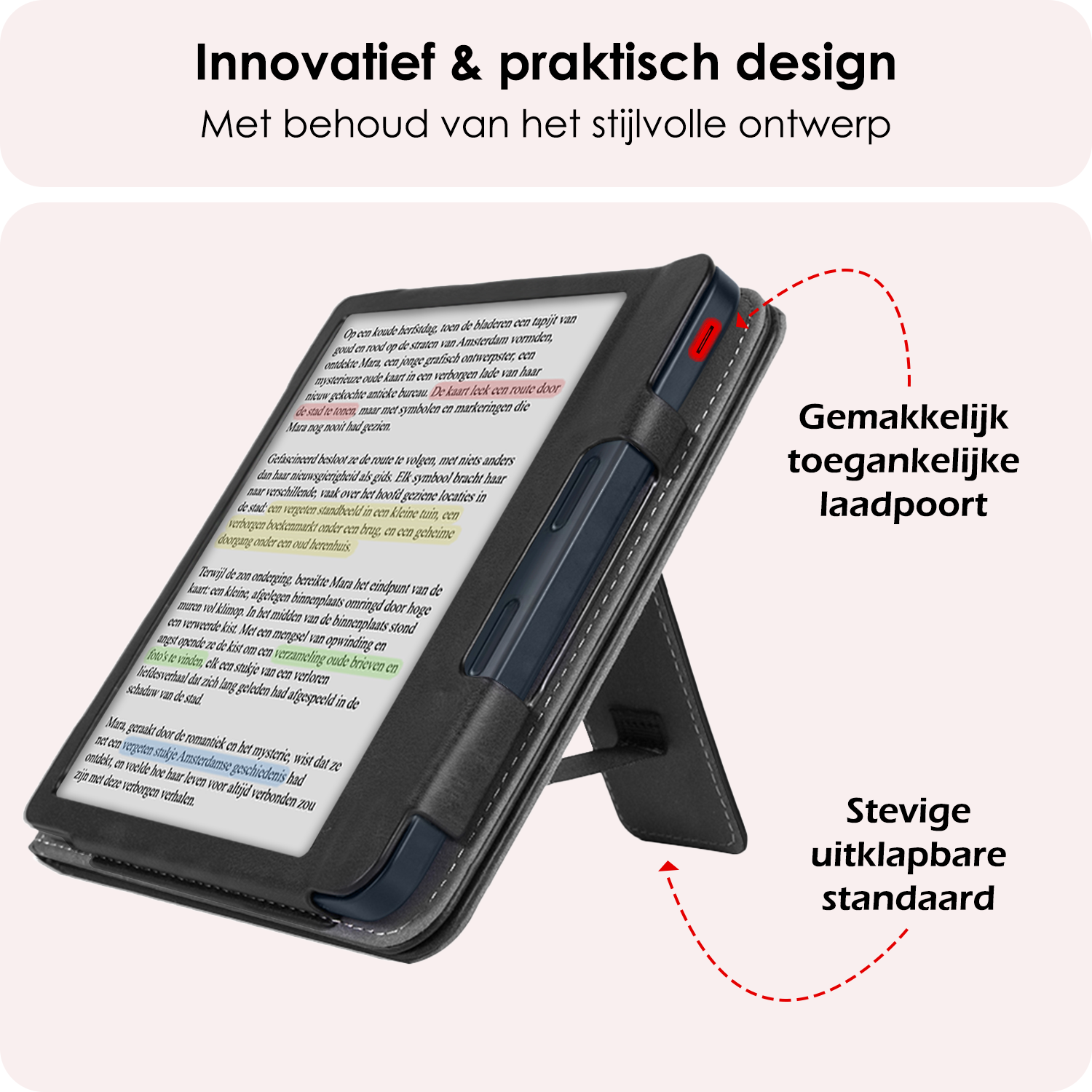 NoXx NoXx Kobo Libra Colour Hoesje Leer Met Screenprotector - Zwart