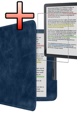 NoXx NoXx Kobo Libra Colour Hoesje Leer Met Screenprotector - Donkerblauw