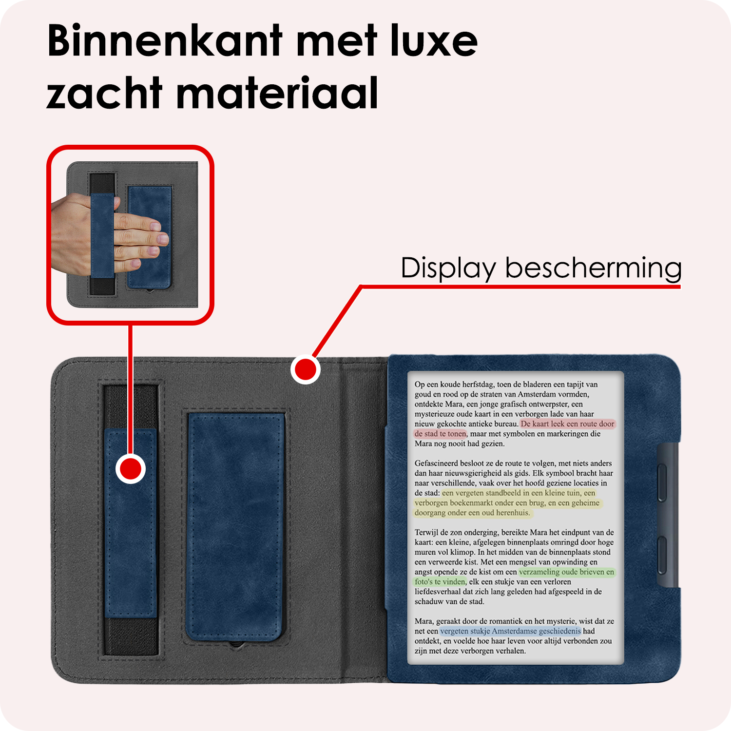 NoXx NoXx Kobo Libra Colour Hoesje Leer Met Screenprotector - Donkerblauw