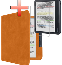 NoXx NoXx Kobo Libra Colour Hoesje Leer Met Screenprotector - Bruin