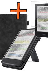 Nomfy Nomfy Kobo Clara Colour Hoesje Leer Met Screenprotector - Zwart