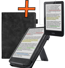 Nomfy Nomfy Kobo Clara Colour Hoesje Leer Met Screenprotector - Zwart