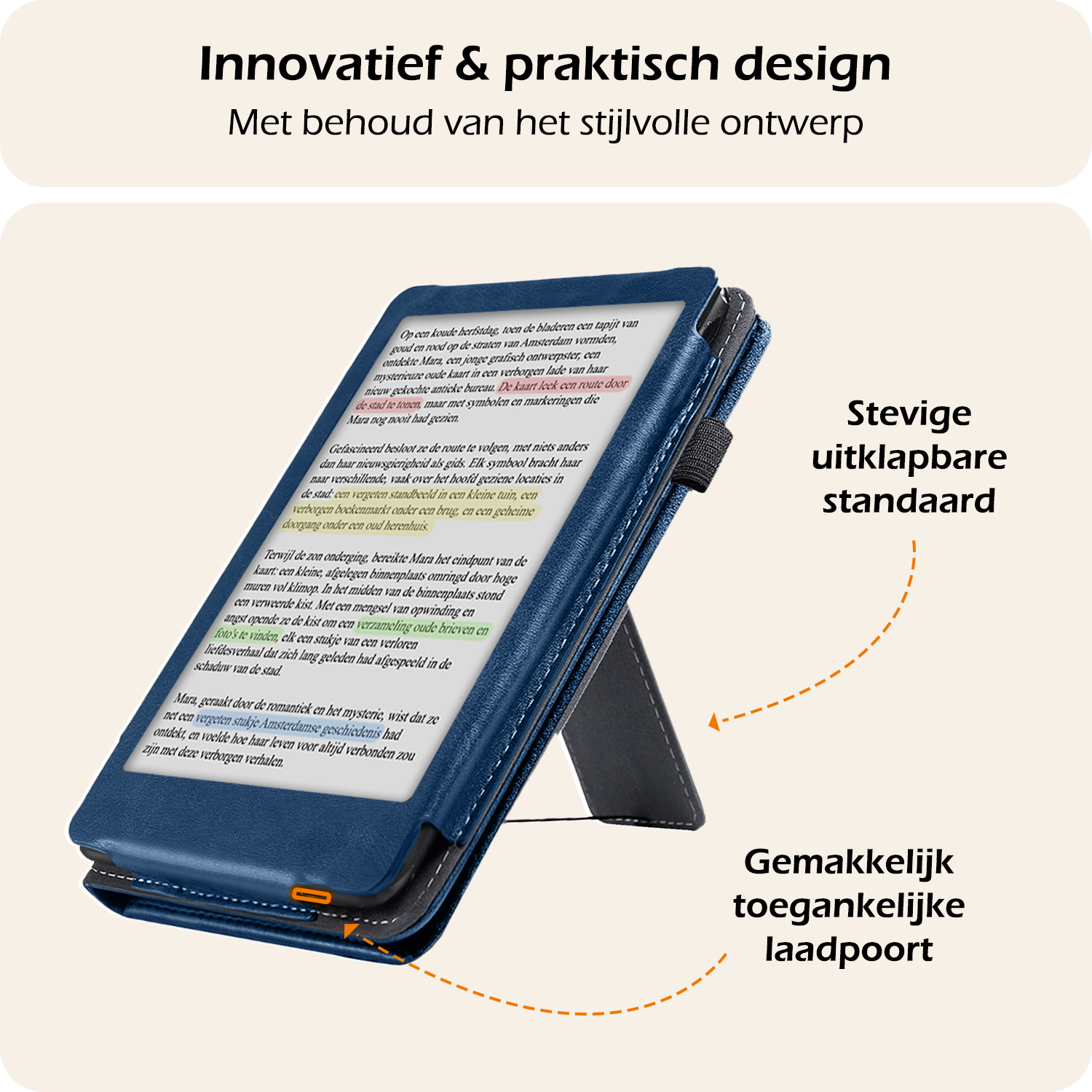 Nomfy Nomfy Kobo Clara Colour Hoesje Leer Met Screenprotector - Donkerblauw