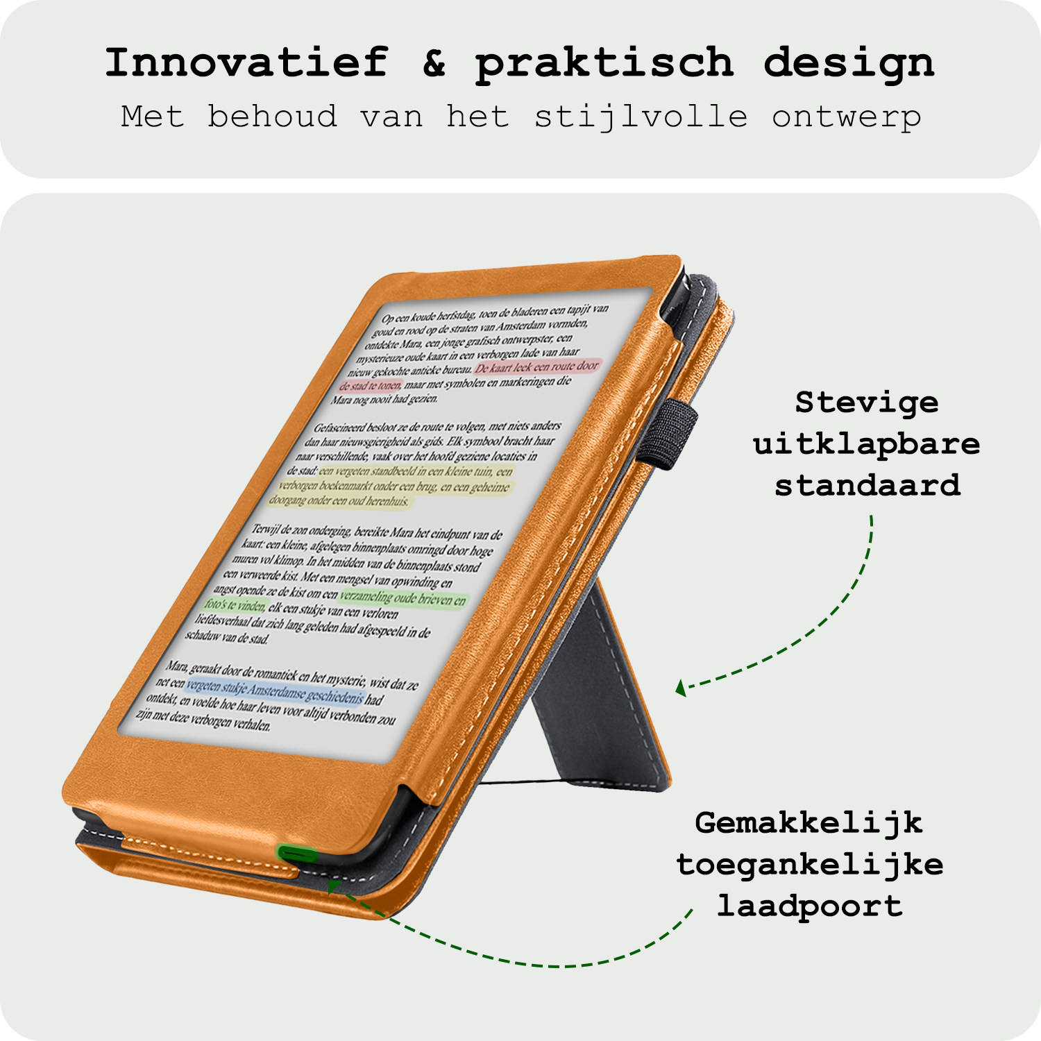 BASEY. BASEY. Kobo Clara BW Hoesje Leer Met Screenprotector - Bruin