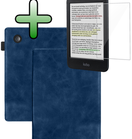 BASEY. BASEY. Kobo Clara BW Hoesje Leer Met Screenprotector - Donkerblauw