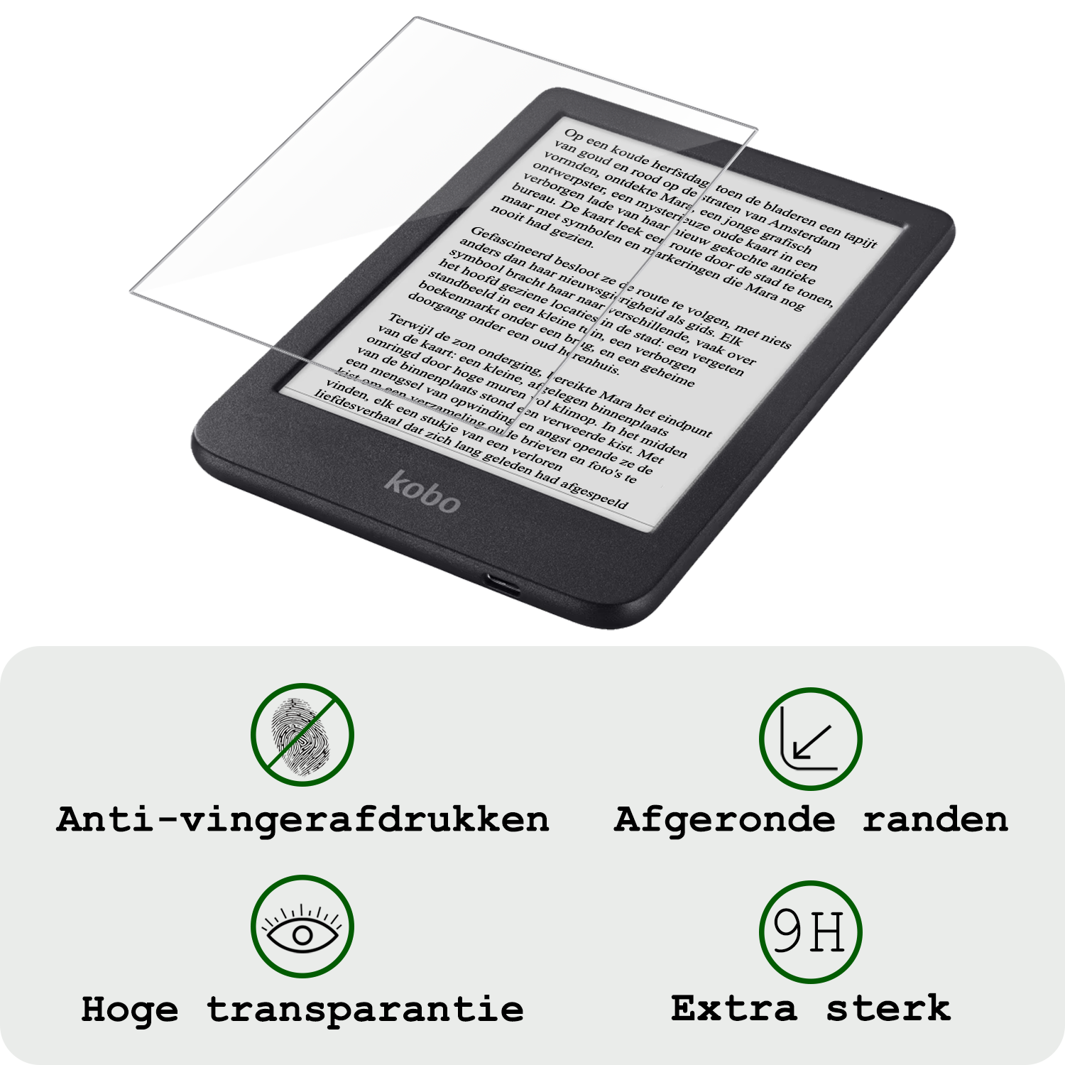 BASEY. BASEY. Kobo Clara BW Hoesje Leer Met Screenprotector - Zwart