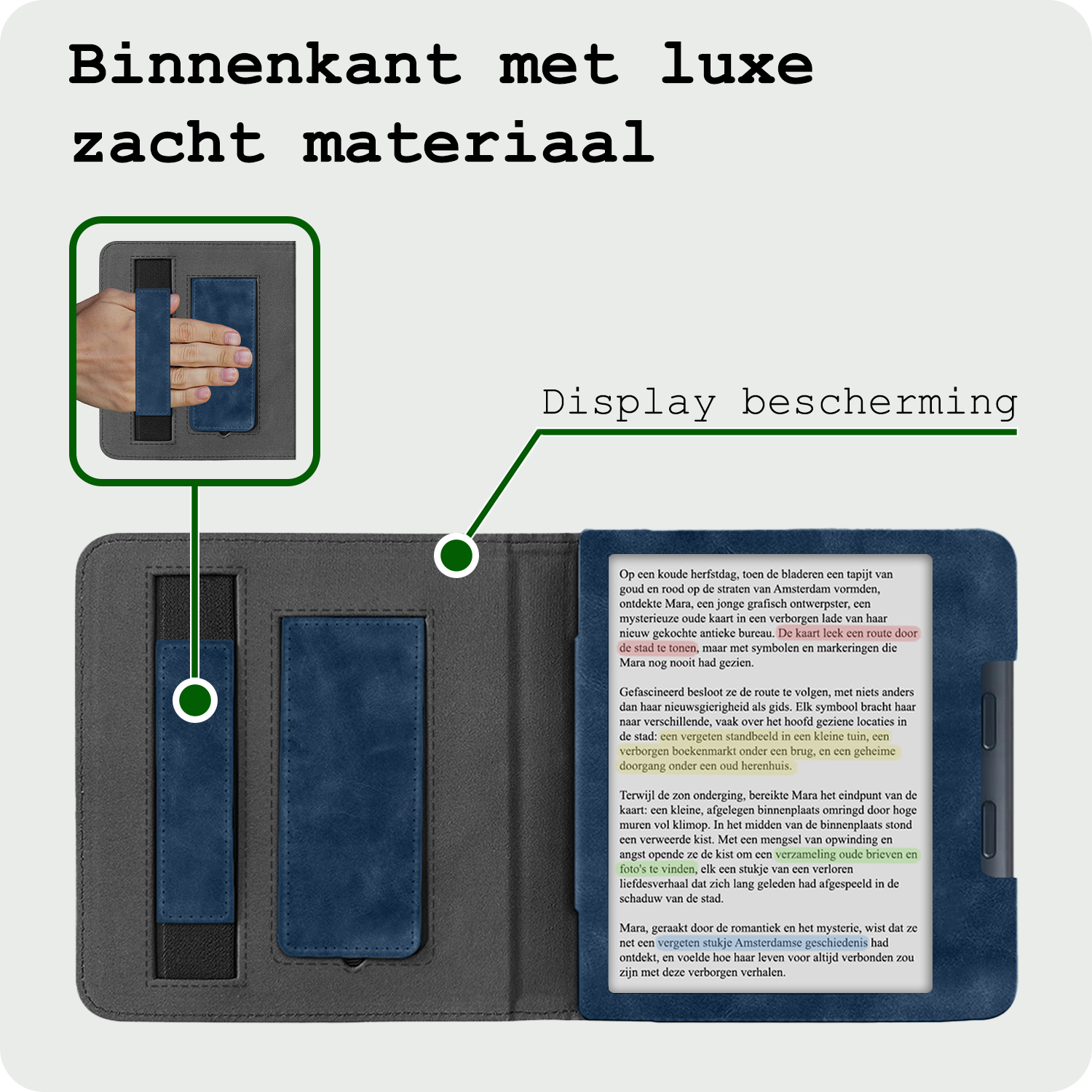 BASEY. BASEY. Kobo Libra Colour Hoesje Leer - Donkerblauw