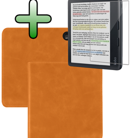 BASEY. BASEY. Kobo Libra Colour Hoesje Leer Met Screenprotector - Bruin