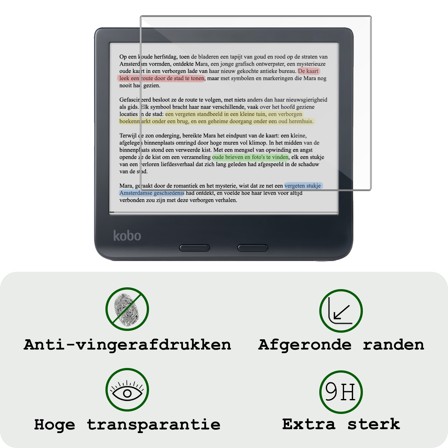 BASEY. BASEY. Kobo Libra Colour Hoesje Leer Met Screenprotector - Donkerblauw