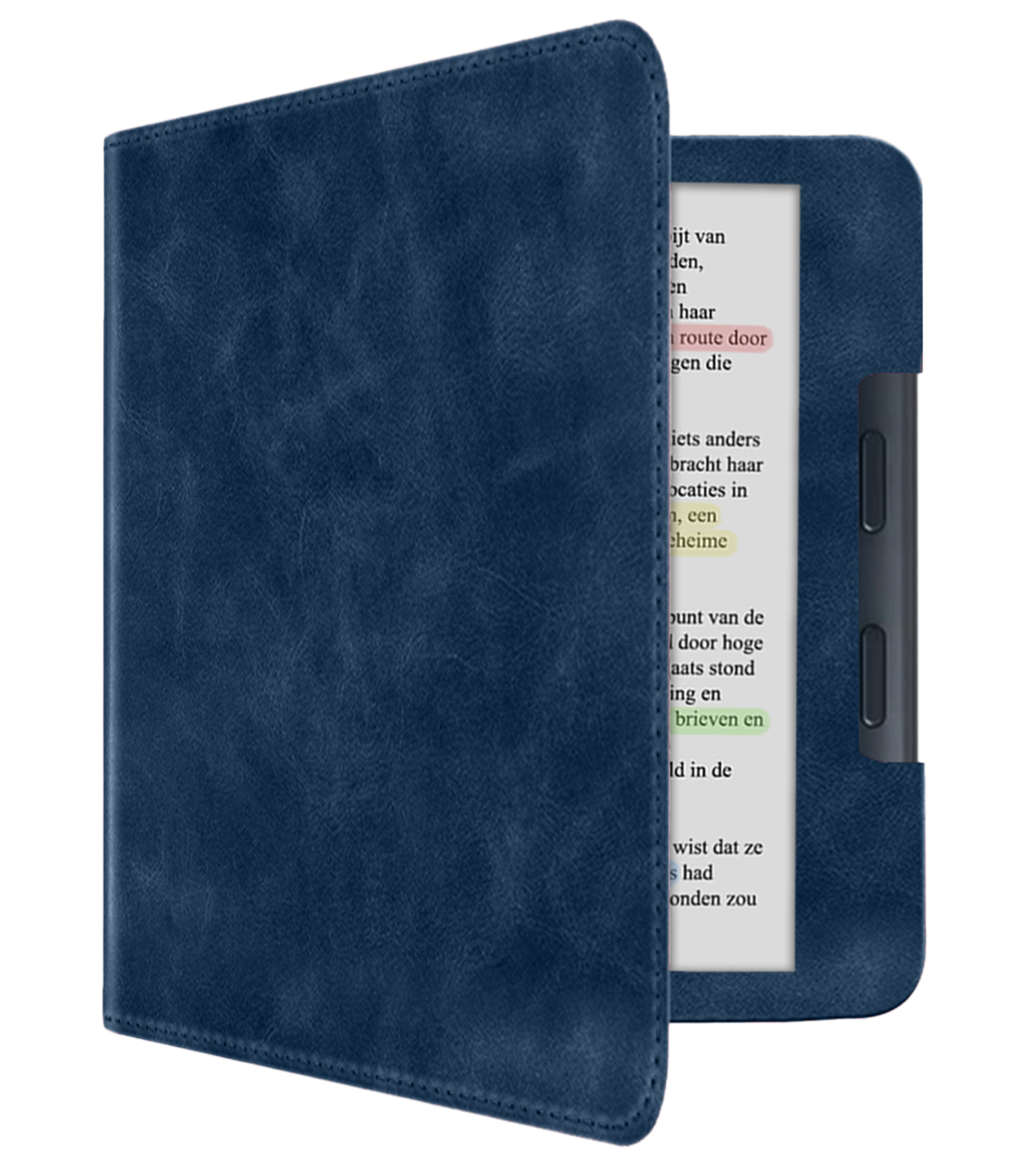 NoXx NoXx Kobo Libra Colour Hoesje Leer - Donkerblauw