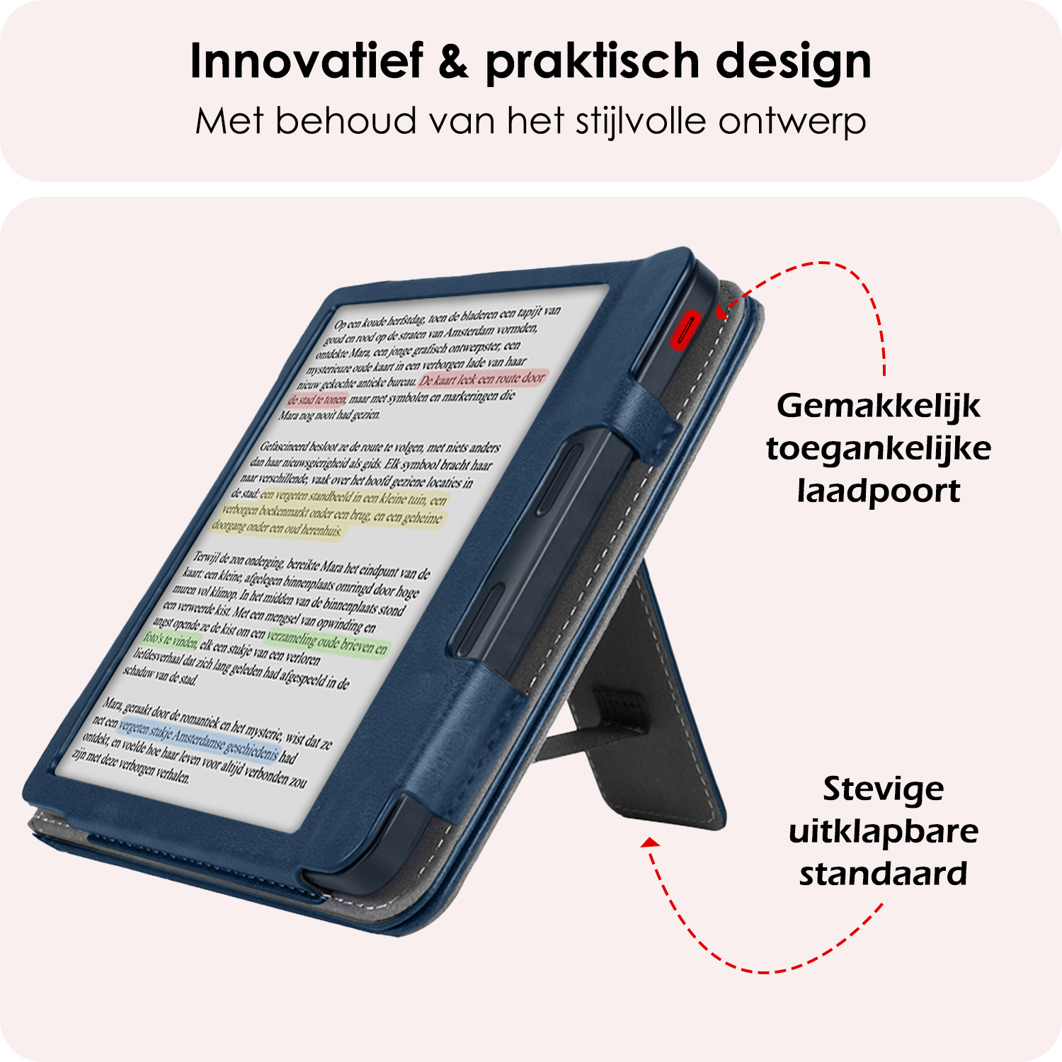 NoXx NoXx Kobo Libra Colour Hoesje Leer - Donkerblauw