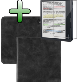 BASEY. BASEY. Kobo Libra Colour Hoesje Leer Met Screenprotector - Zwart