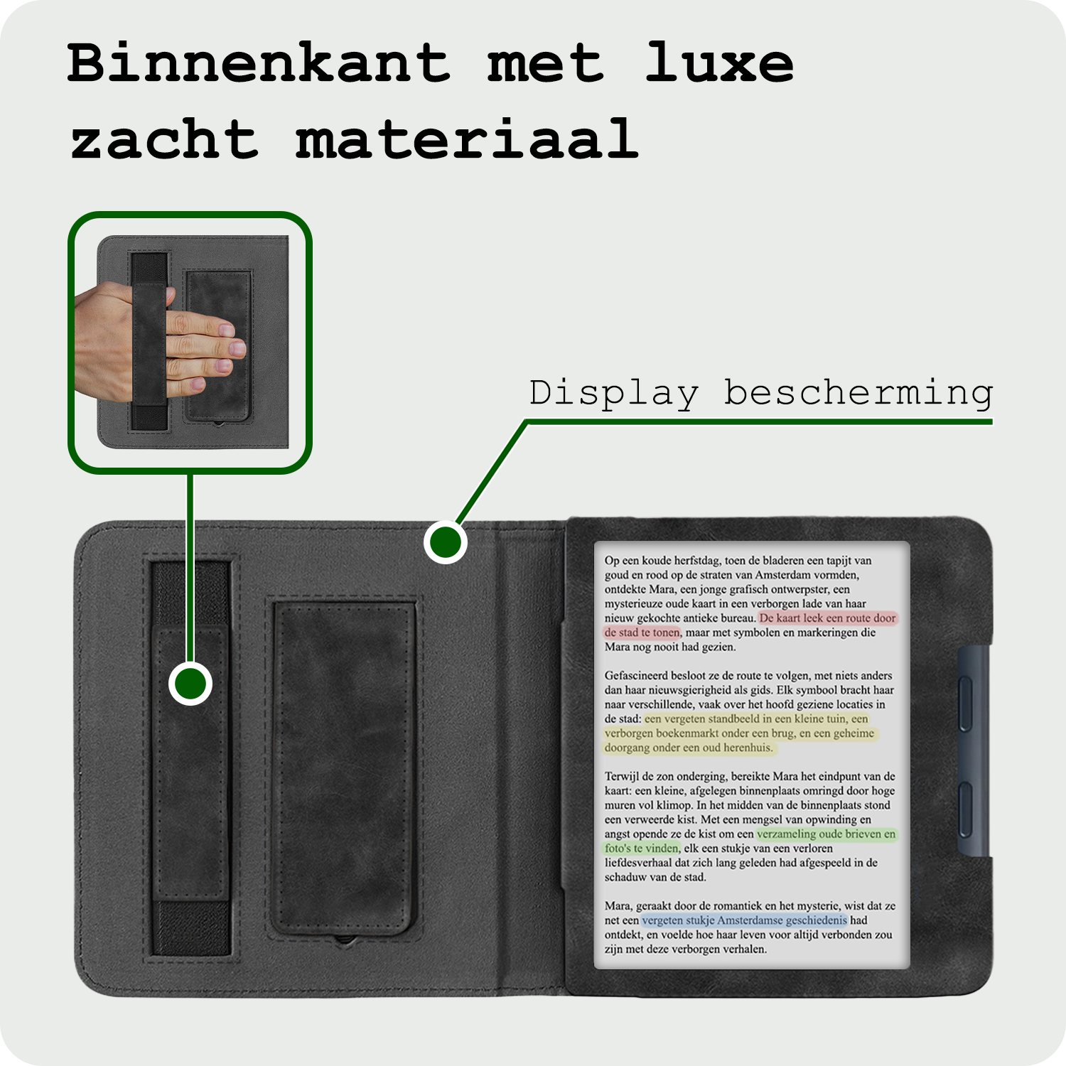 BASEY. BASEY. Kobo Libra Colour Hoesje Leer Met Screenprotector - Zwart