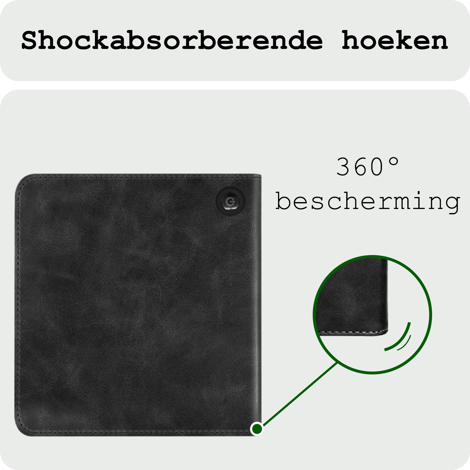 BASEY. BASEY. Kobo Libra Colour Hoesje Leer Met Screenprotector - Zwart