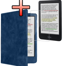 NoXx NoXx Kobo Clara BW Hoesje Leer Met Screenprotector - Donkerblauw