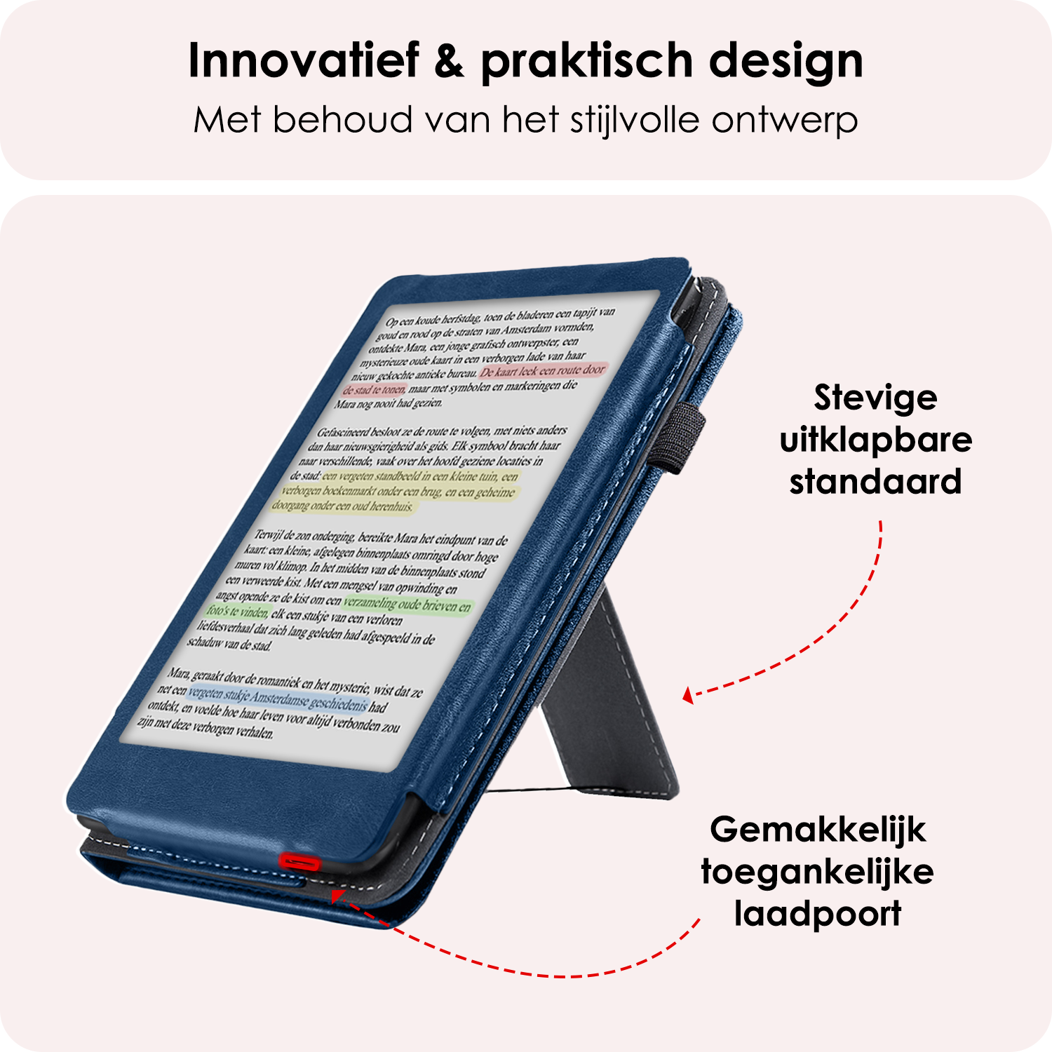 NoXx NoXx Kobo Clara BW Hoesje Leer Met Screenprotector - Donkerblauw