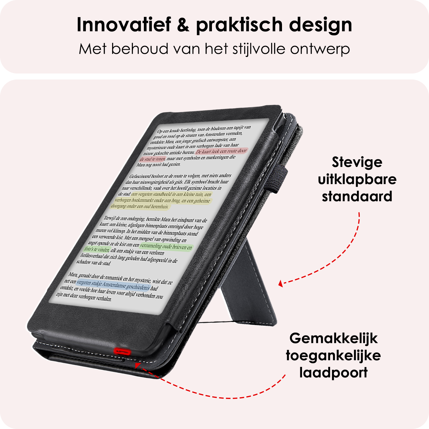 NoXx NoXx Kobo Clara Colour Hoesje Leer Met Screenprotector - Zwart