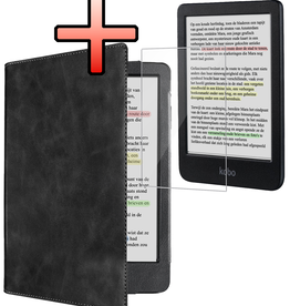 NoXx NoXx Kobo Clara Colour Hoesje Leer Met Screenprotector - Zwart