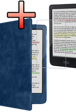 NoXx NoXx Kobo Clara Colour Hoesje Leer Met Screenprotector - Donkerblauw