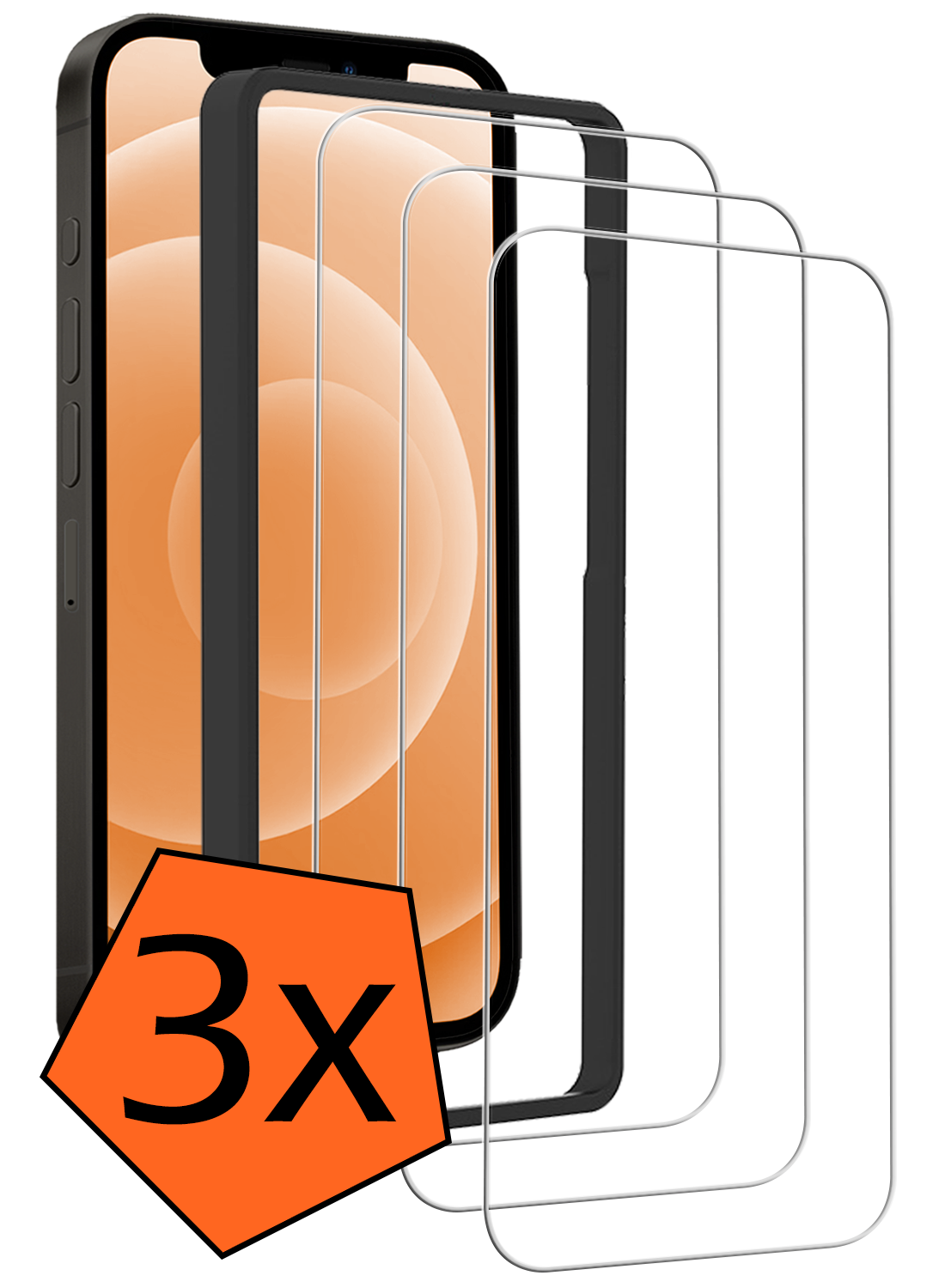 Nomfy Nomfy iPhone 12 Mini Screenprotector Met Installatieframe - 3 PACK