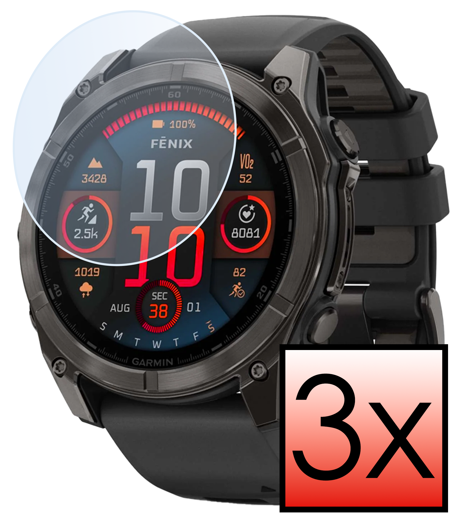 NoXx NoXx Garmin Fenix 8 Solar (47 mm) Screenprotector - 3 PACK