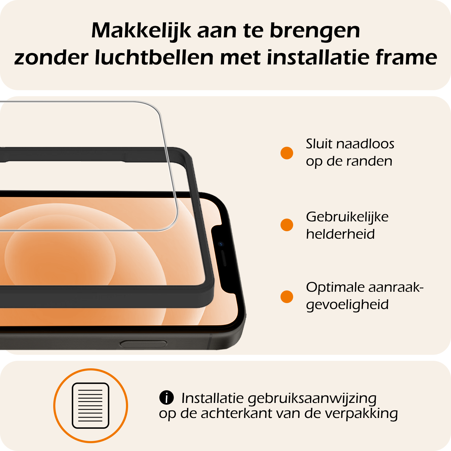 Nomfy Nomfy iPhone 12 Screenprotector Met Installatieframe