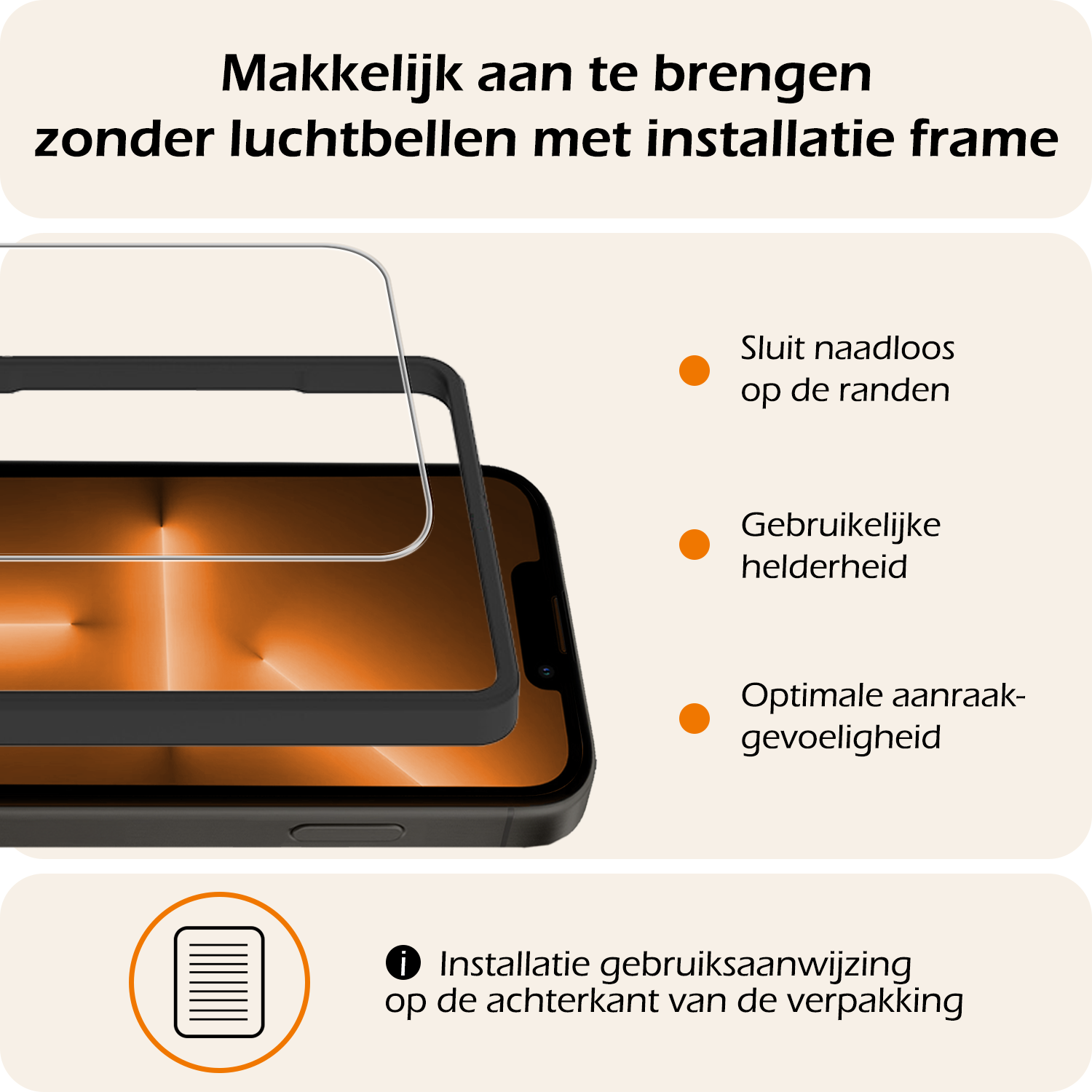 Nomfy Nomfy iPhone 13 Pro Max Screenprotector Met Installatieframe