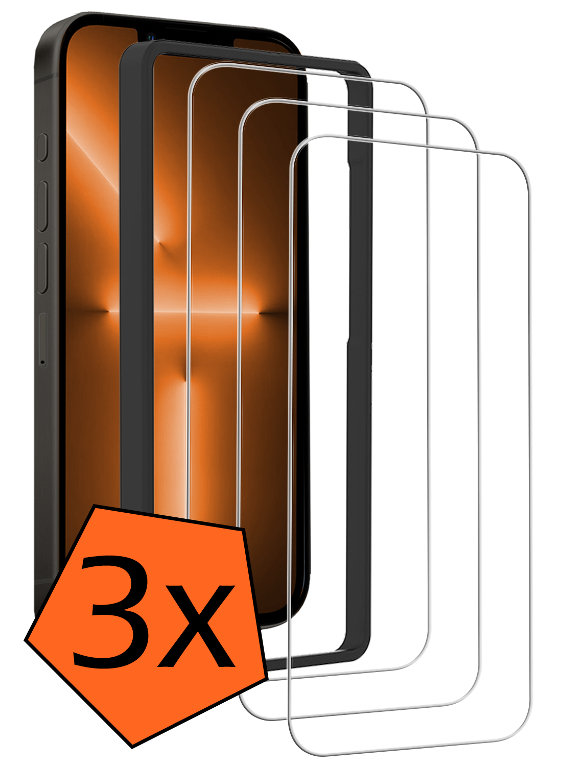 Nomfy Nomfy iPhone 13 Screenprotector Met Installatieframe - 3 PACK