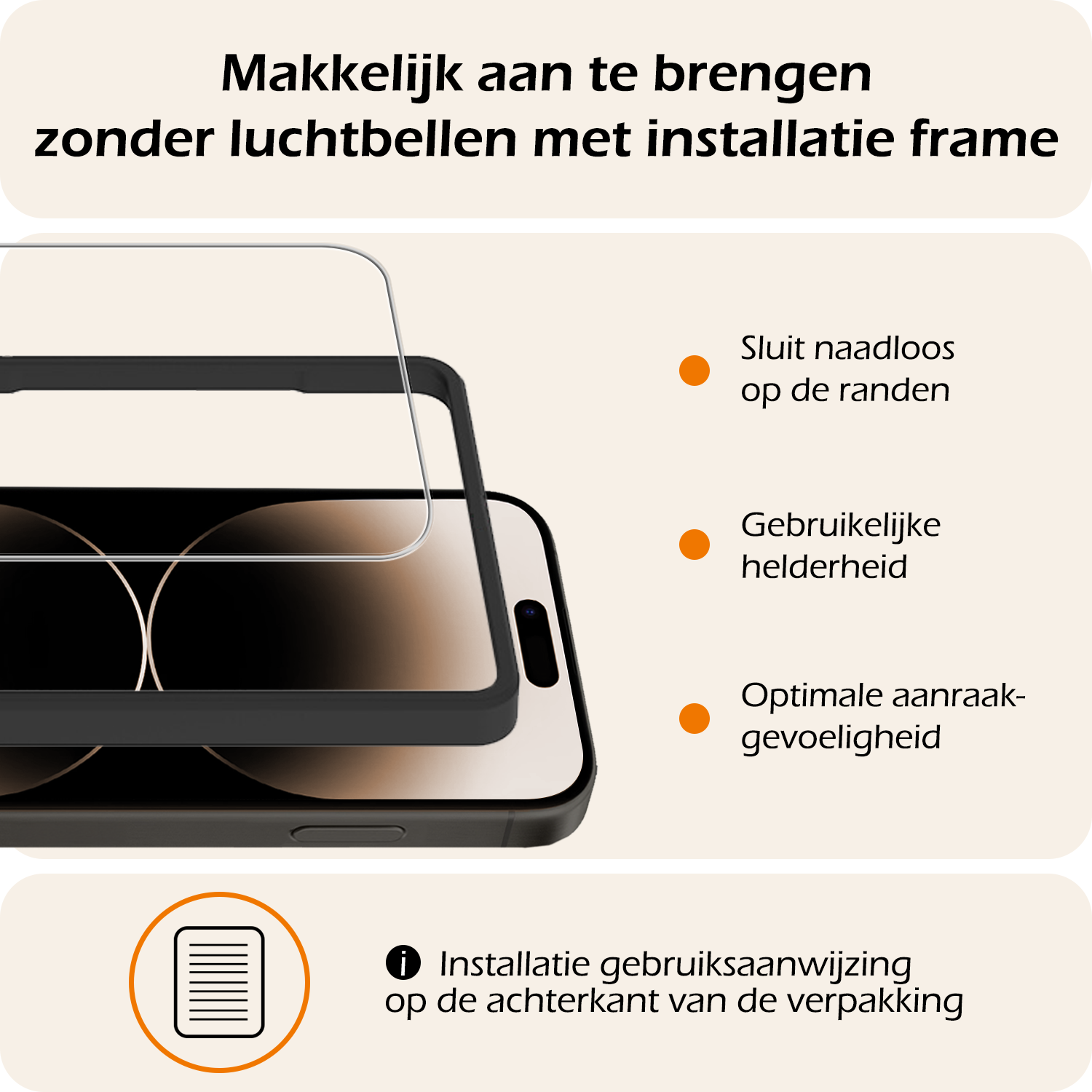 Nomfy Nomfy iPhone 14 Pro Max Screenprotector Met Installatieframe - 3 PACK