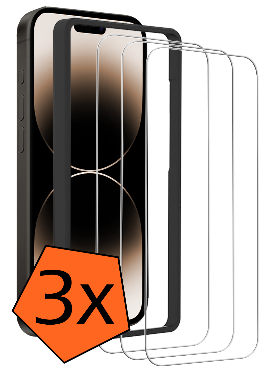 Nomfy Nomfy iPhone 14 Pro Screenprotector Met Installatieframe - 3 PACK