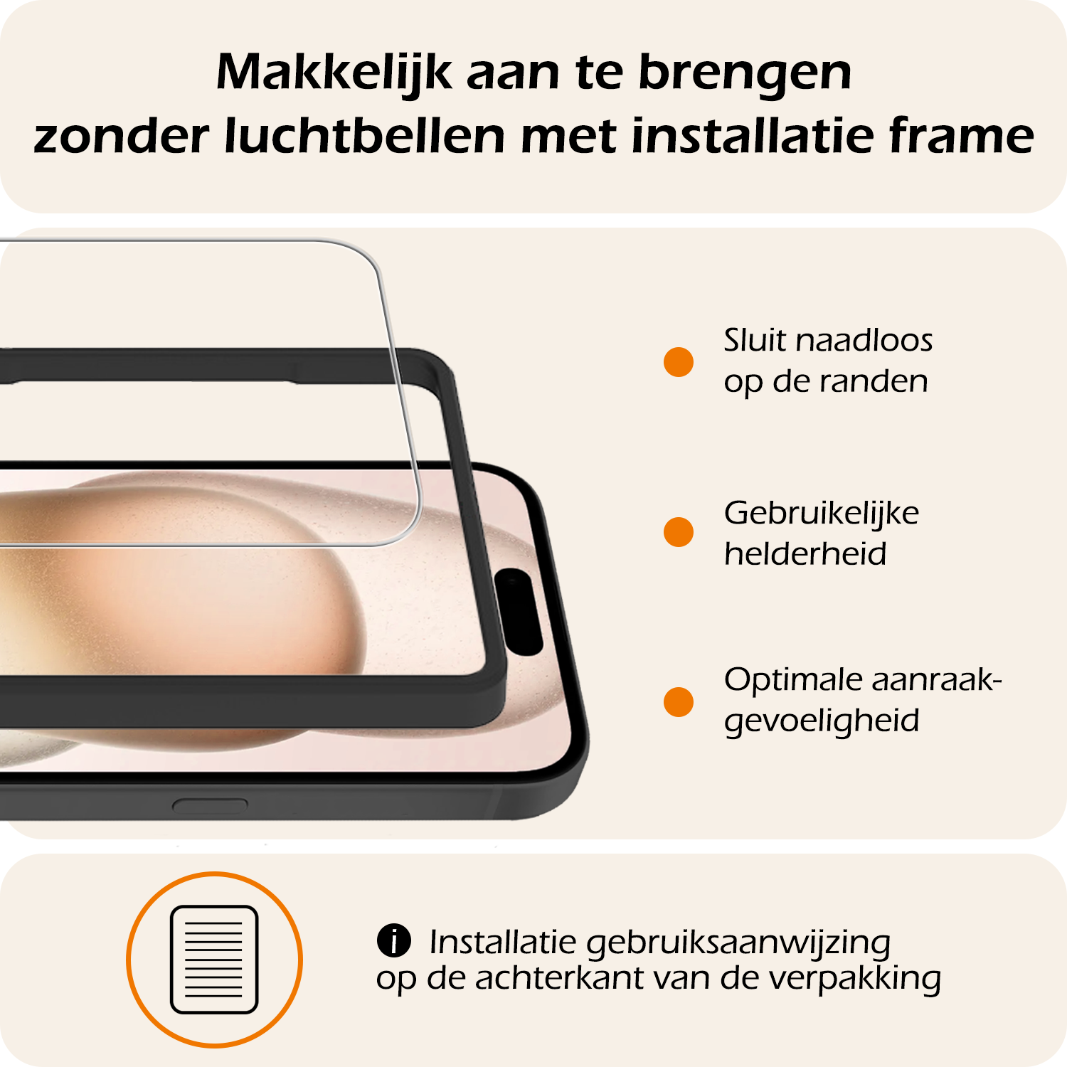 Nomfy Nomfy iPhone 15 Pro Max Screenprotector Met Installatieframe - 3 PACK