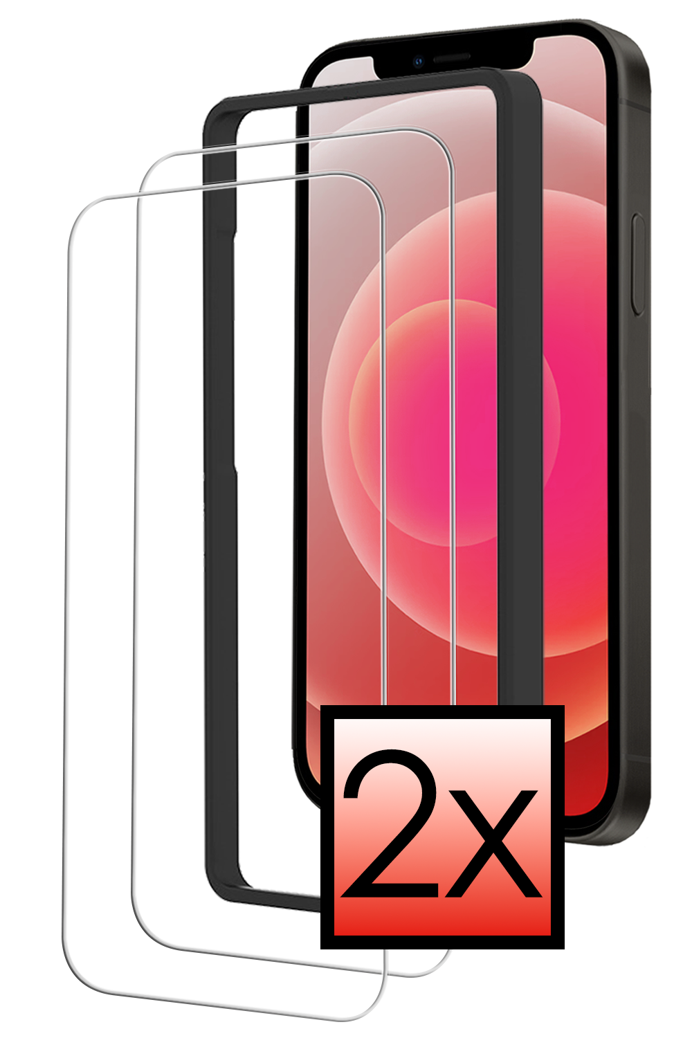 NoXx NoXx iPhone 12 Mini Screenprotector Met Installatieframe - 2 PACK