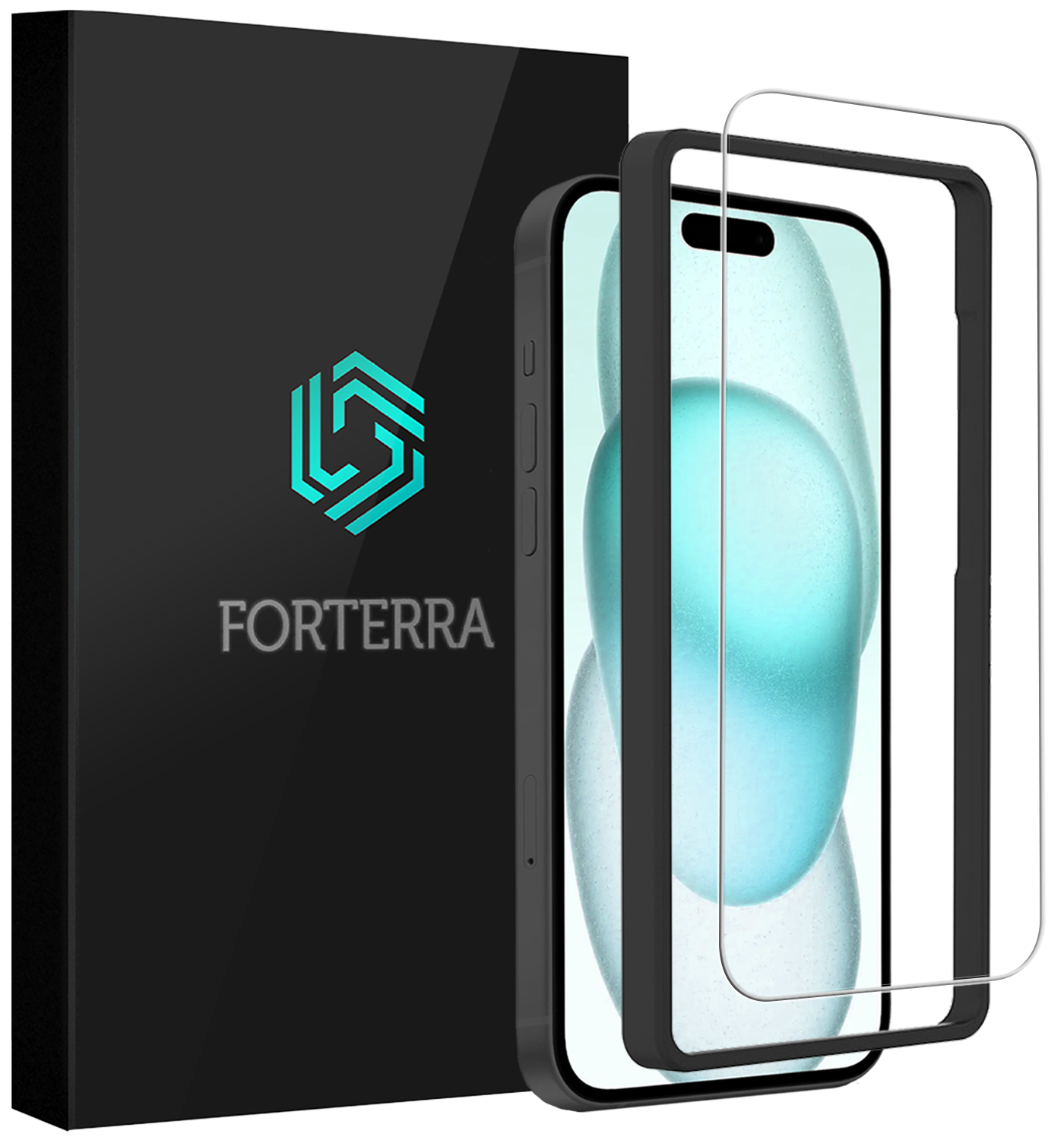 Forterra Forterra iPhone 15 Screenprotector Met Installatieframe
