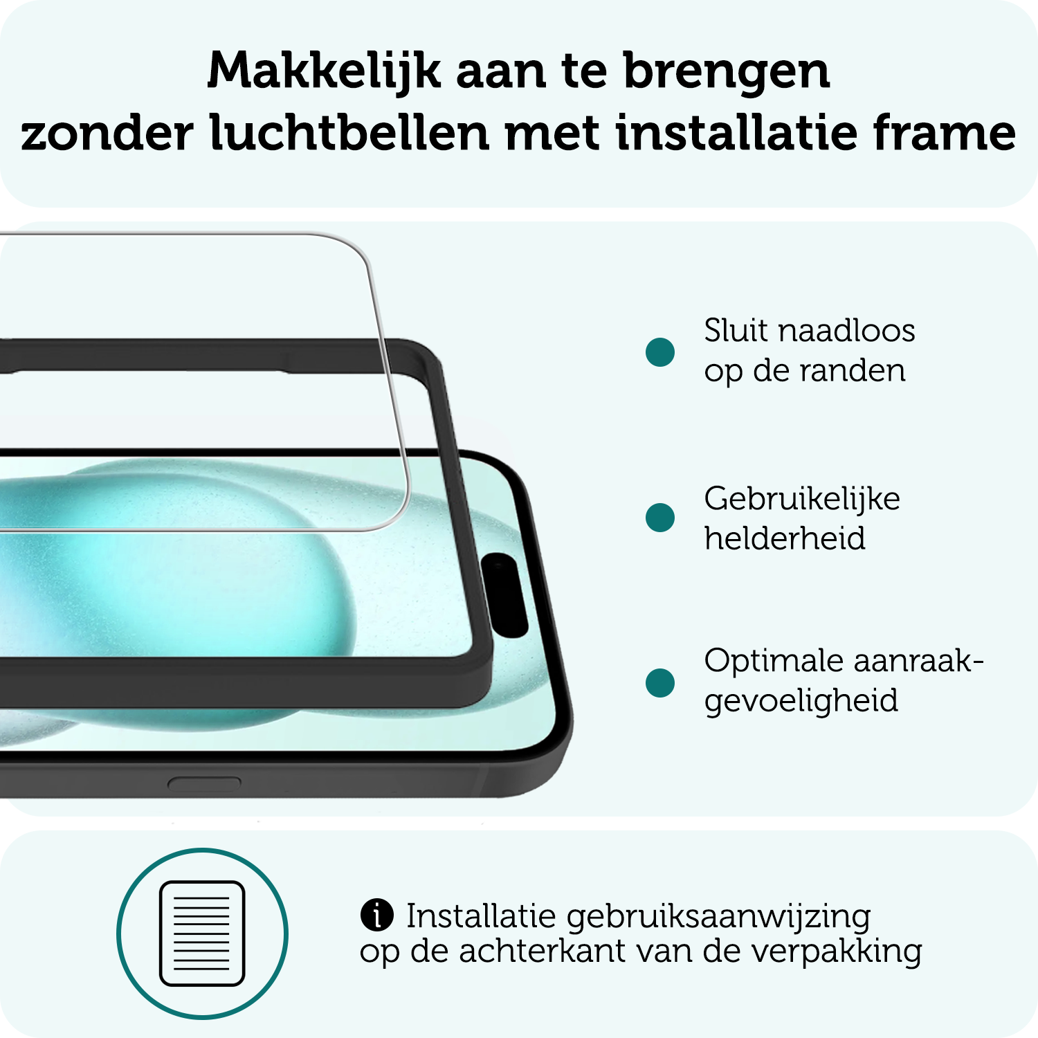 Forterra Forterra iPhone 15 Screenprotector Met Installatieframe - 2 PACK