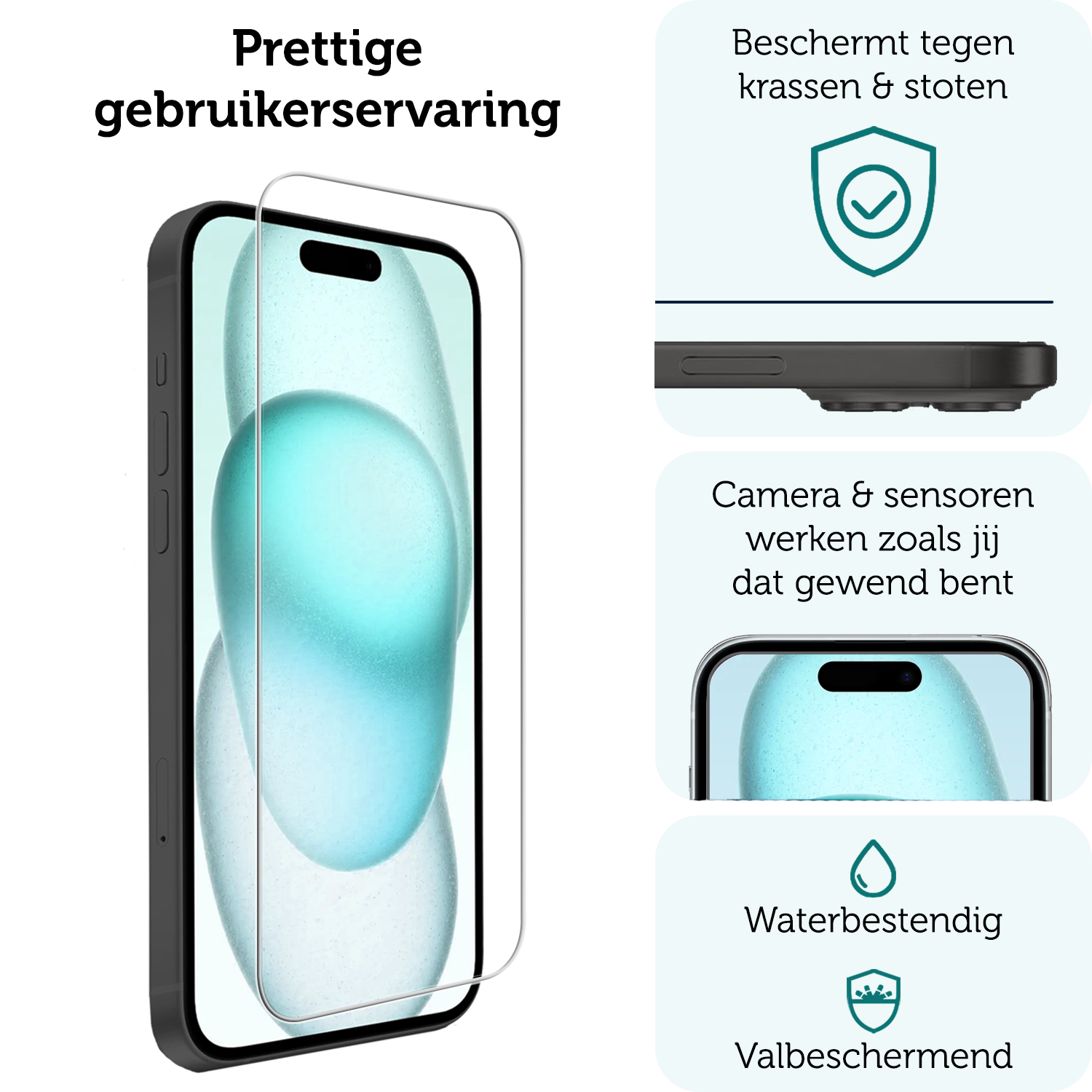 Forterra Forterra iPhone 15 Screenprotector Met Installatieframe - 2 PACK
