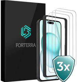 Forterra Forterra iPhone 15 Screenprotector Met Installatieframe - 3 PACK