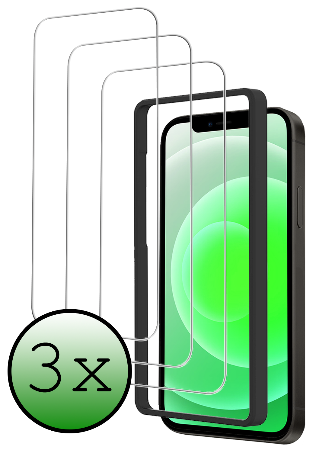 BASEY. BASEY. iPhone 12 Pro Screenprotector Met Installatieframe - 3 PACK