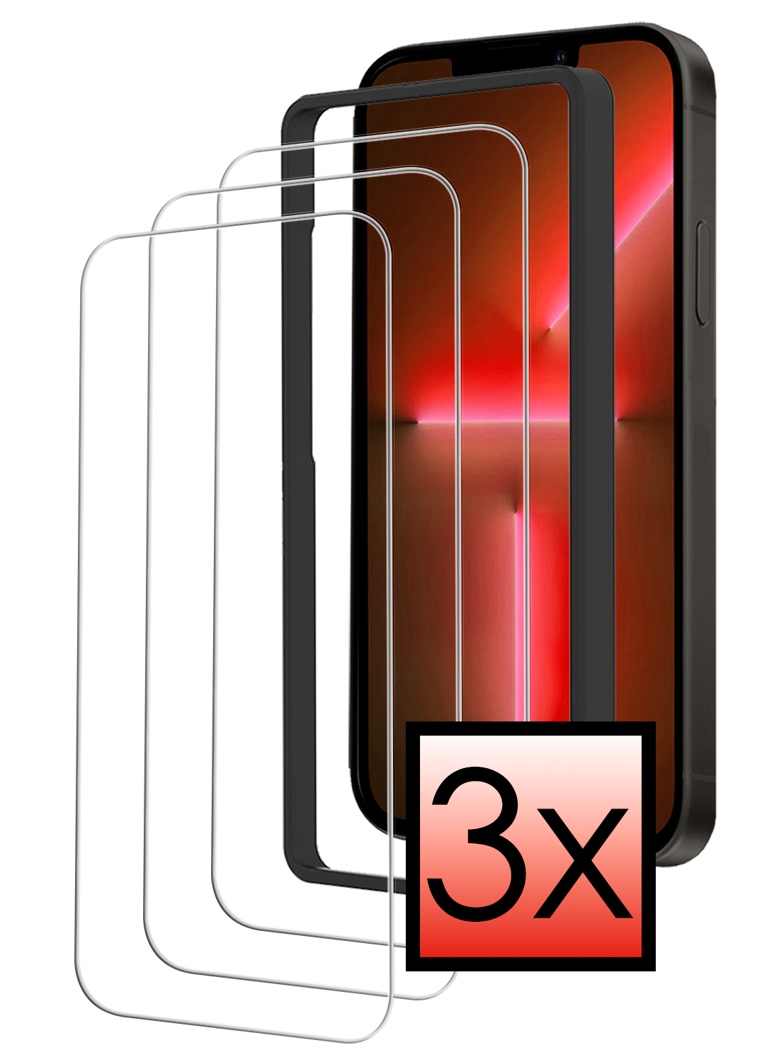 NoXx NoXx iPhone 13 Screenprotector Met Installatieframe - 3 PACK